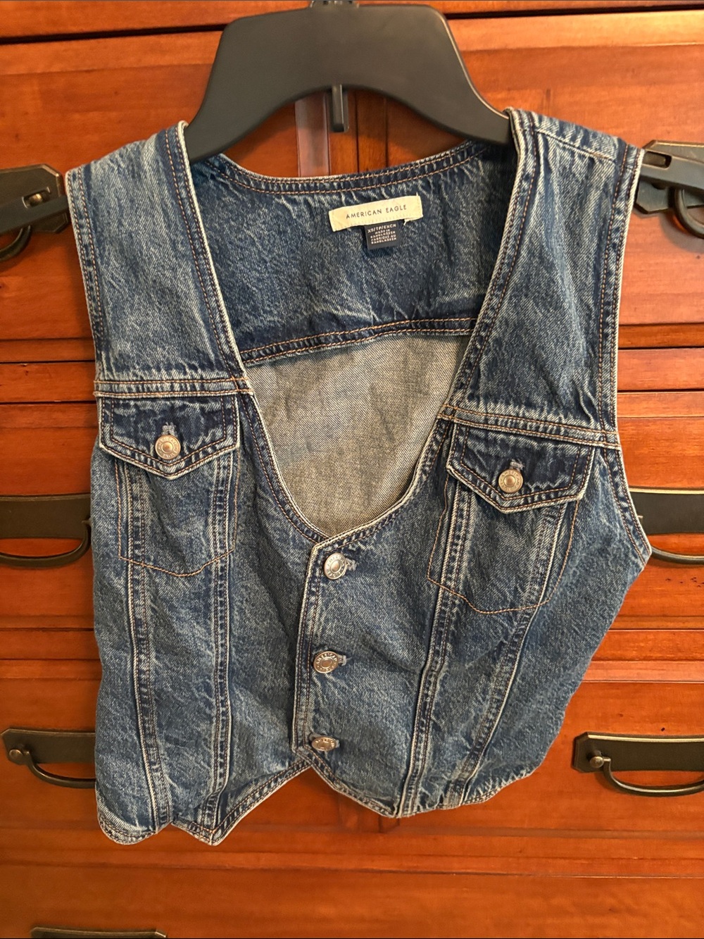 American Eagle Outfitters Blue Denim Vest Top